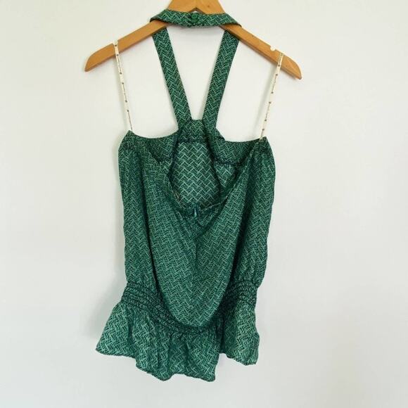 Nanette Lepore Green Silk Scarob Dot Halter Blouse Cami Tank Top NWT - Picture 7 of 14